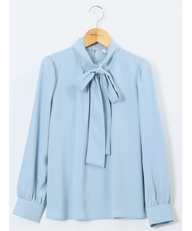リボンタイ 長袖プルオーバーブラウス