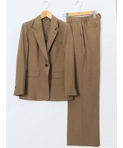 ウーリッシュ リラクシング 1ボタンジャケット＋セミワイドパンツ キャメル