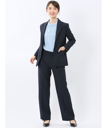 ウーリッシュ リラクシング 1ボタンジャケット＋セミワイドパンツ 紺