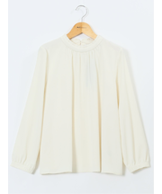 スタンドフリル 長袖プルオーバーブラウス