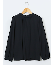 スタンドフリル 長袖プルオーバーブラウス