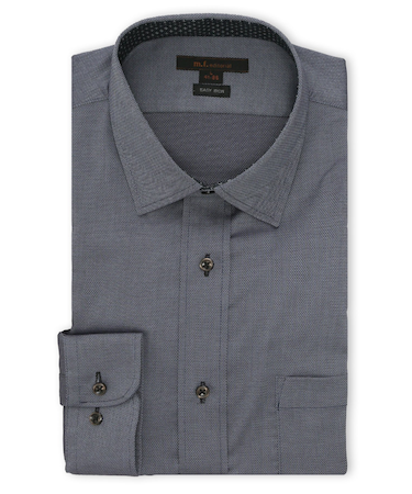 イージーアイロン ストレッチ NEWスタンダードフィット ショートワイドカラー長袖シャツ