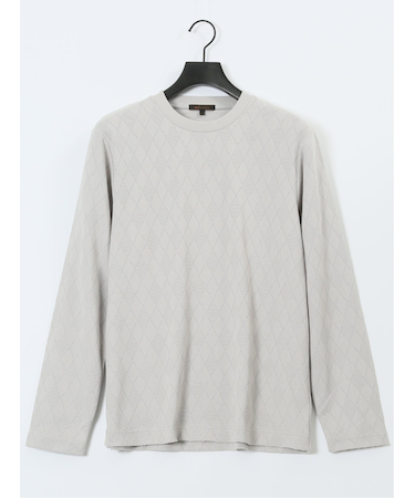 アーガイルジャガード クルーネック長袖Tシャツ