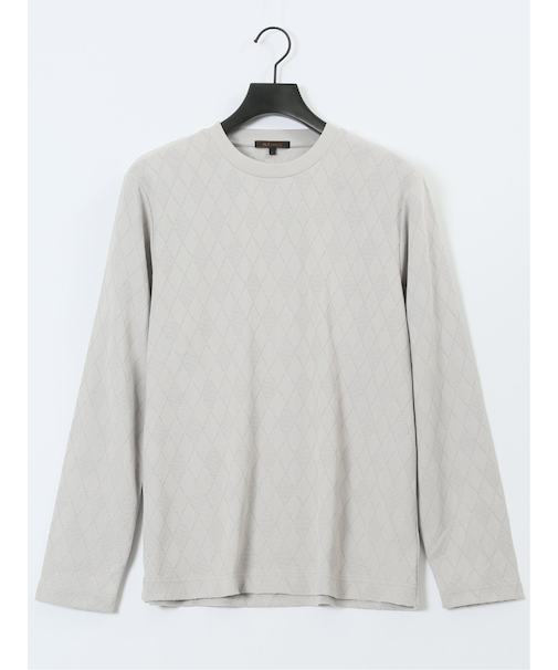 アーガイルジャガード クルーネック長袖Tシャツ