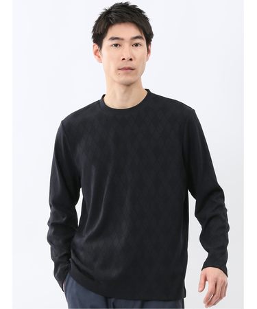 アーガイルジャガード クルーネック長袖Tシャツ