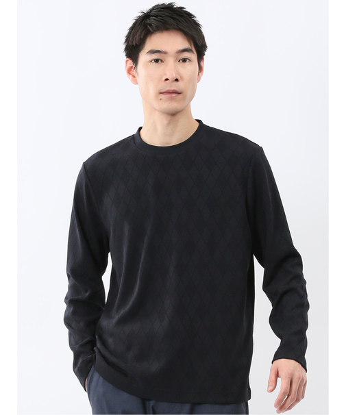 アーガイルジャガード クルーネック長袖Tシャツ