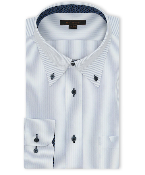 ノンアイロンストレッチ NEWスタンダードフィット ボタンダウン長袖ニットシャツ