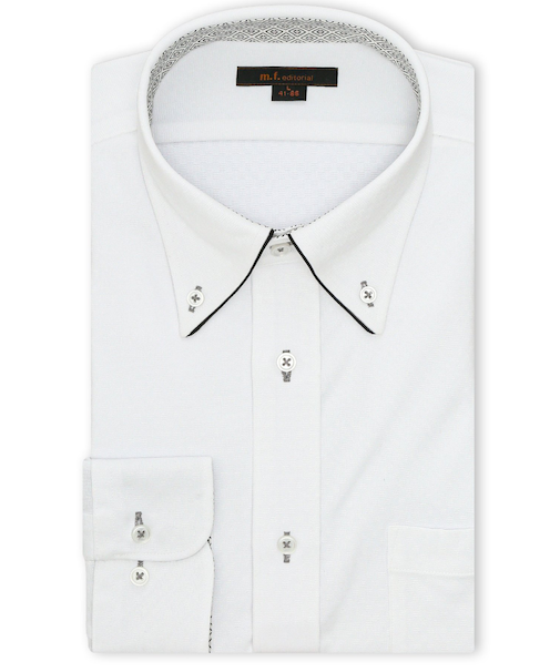 ノンアイロンストレッチ NEWスタンダードフィット ボタンダウン長袖ニットシャツ