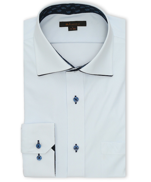 ノンアイロンストレッチ NEWスタンダードフィット ワイドカラー長袖ニットシャツ