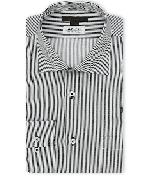 綿100% ノンアイロン NEWスタンダードフィット ワイドカラー長袖シャツ