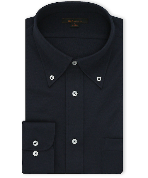 ノンアイロンストレッチ NEWスタンダードフィット ボタンダウン長袖ニットシャツ