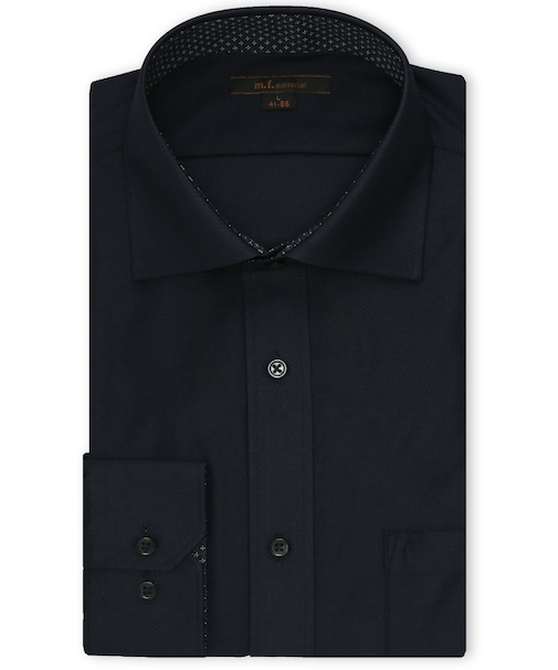 ノンアイロンストレッチ NEWスタンダードフィット ワイドカラー長袖ニットシャツ