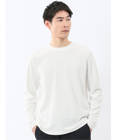 千鳥ジャガード クルーネック長袖Tシャツ