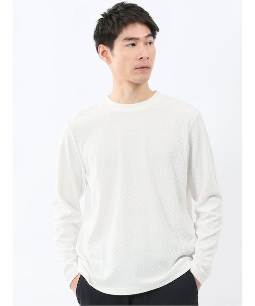 千鳥ジャガード クルーネック長袖Tシャツ