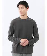 千鳥ジャガード クルーネック長袖Tシャツ