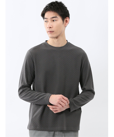 千鳥ジャガード クルーネック長袖Tシャツ