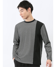 バーズアイジャガード クルーネック長袖Tシャツ
