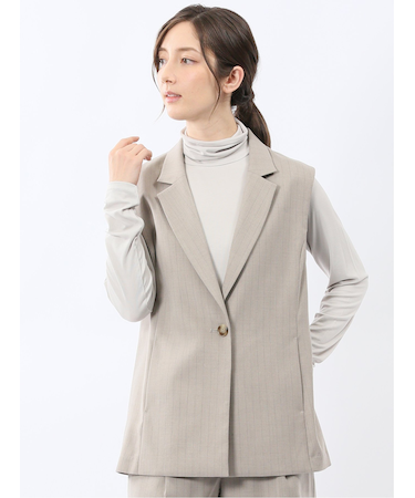 ビリーストライプ テーラードジレ ベージュ(セットアップ可能)