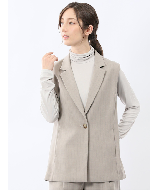 ビリーストライプ テーラードジレ ベージュ(セットアップ可能)