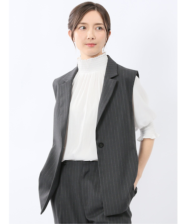 ビリーストライプ テーラードジレ グレー(セットアップ可能)