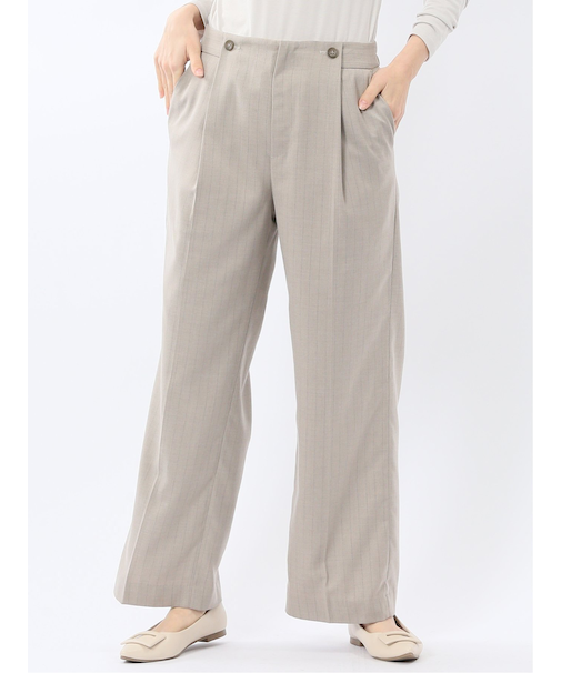 ビリーストライプ ワイドパンツ ベージュ(セットアップ可能)