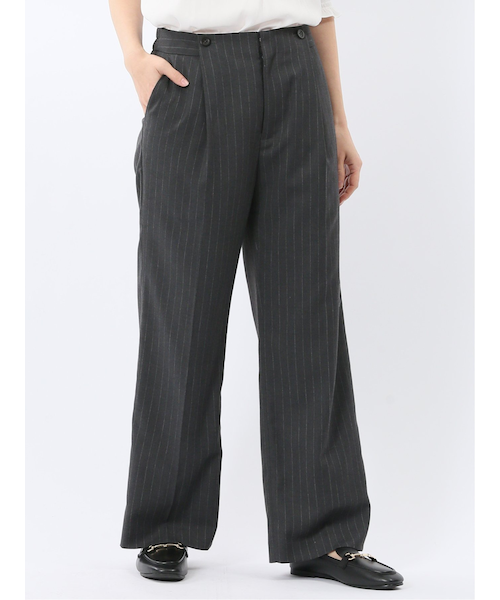 ビリーストライプ ワイドパンツ グレー(セットアップ可能)｜エムエフ