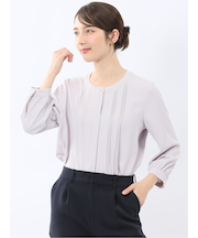 ピンタック 8分袖プルオーバーブラウス