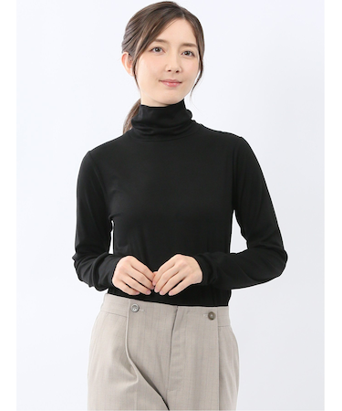 吸湿発熱 シアーテレコ タートルネック プルオーバー