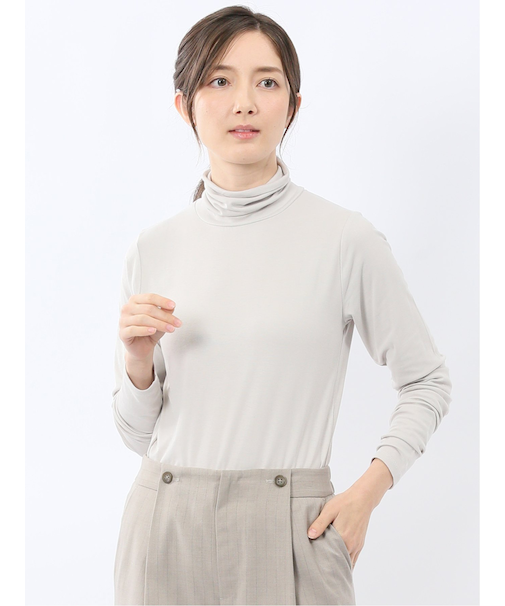 吸湿発熱 シアーテレコ タートルネック プルオーバー