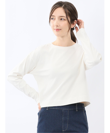 クロップド クルーネック長袖Ｔシャツ