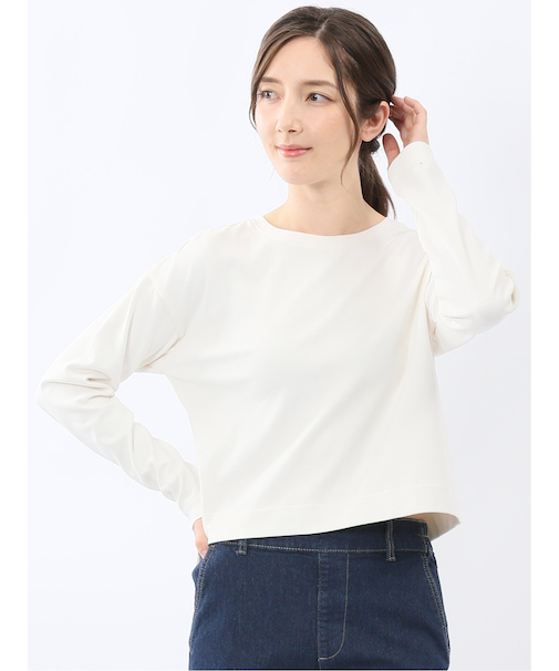 クロップド クルーネック長袖Ｔシャツ