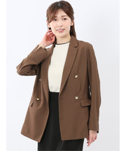 麻調合繊 ダブルジャケット 茶