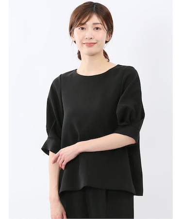 トリアセライク 半袖 プルオーバーブラウス(セットアップ可能)