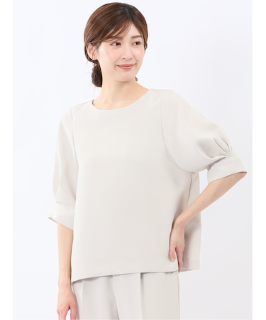 トリアセライク 半袖 プルオーバーブラウス(セットアップ可能)