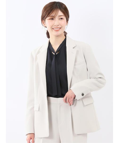 トリアセライク リラクシング 1ボタンジャケット ライトグレー(セットアップ可能)