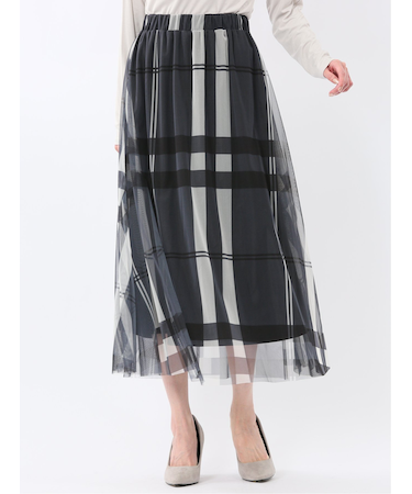 チャームベリーチック/CHRM BERRY TIC チュールチェック柄 ギャザースカート