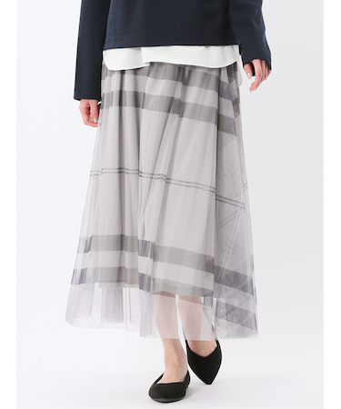 チャームベリーチック/CHRM BERRY TIC チュールチェック柄 ギャザースカート