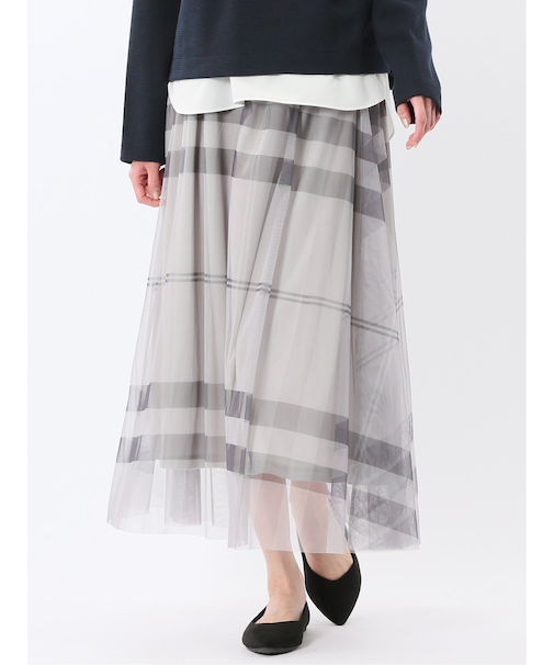 チャームベリーチック/CHRM BERRY TIC チュールチェック柄 ギャザースカート