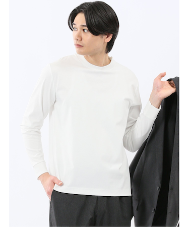 【DRESS T-SHIRT】シルケットスムス スロープネック 長袖Tシャツ