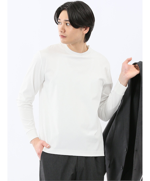 【DRESS T-SHIRT】シルケットスムス スロープネック 長袖Tシャツ