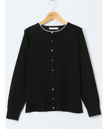 ハンドウォッシャブル 配色 クルーニットカーディガン