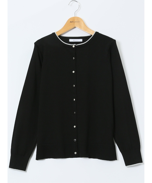 ハンドウォッシャブル 配色 クルーニットカーディガン