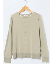 ハンドウォッシャブル 配色 クルーニットカーディガン