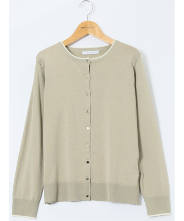 ハンドウォッシャブル 配色 クルーニットカーディガン