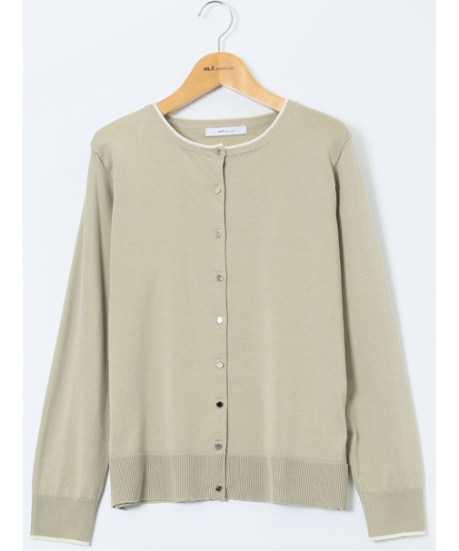 ハンドウォッシャブル 配色 クルーニットカーディガン