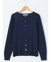 ハンドウォッシャブル 配色 クルーニットカーディガン