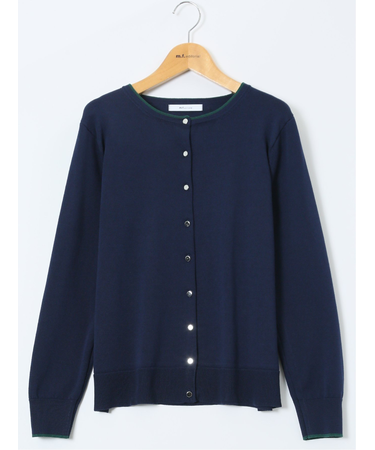 ハンドウォッシャブル 配色 クルーニットカーディガン