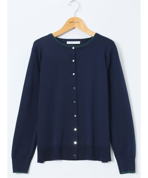 ハンドウォッシャブル 配色 クルーニットカーディガン