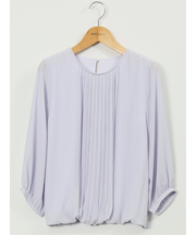 消しプリーツ 7分袖プルオーバーブラウス