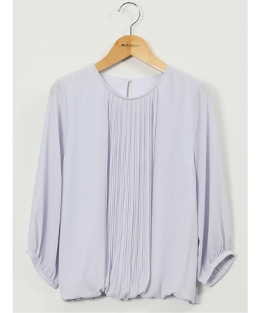 消しプリーツ 7分袖プルオーバーブラウス